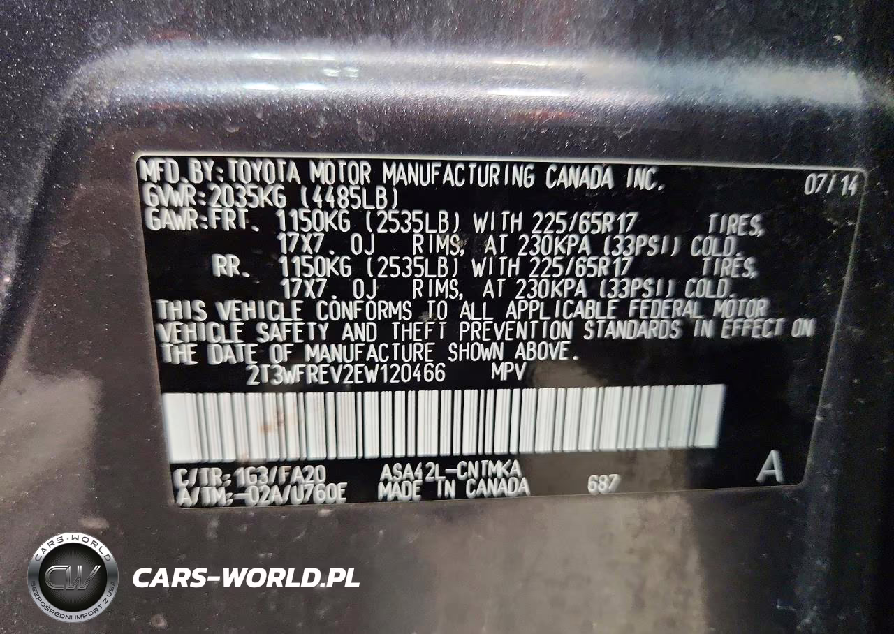 2014 Toyota Rav4 Xle VIN:2T3WFREV2EW120466 - 13