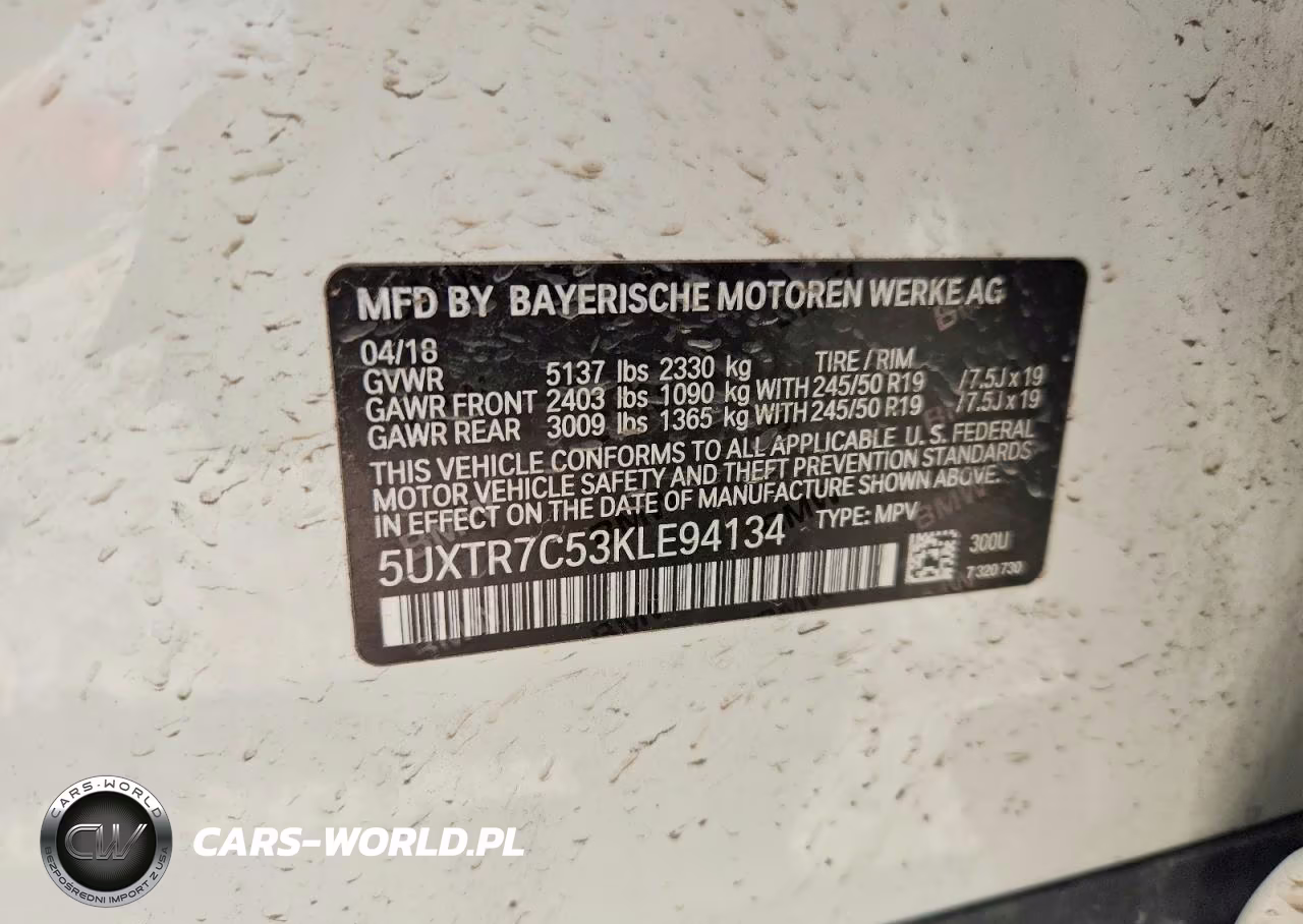 2019 BMW X3 Sdrive30I VIN:5UXTR7C53KLE94134 - 14