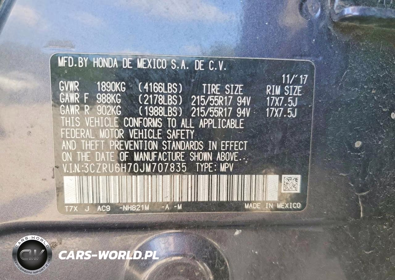 2018 Honda Hr-V Exl VIN:3CZRU6H70JM707835 - 13
