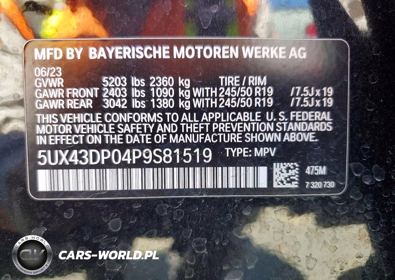 2023 BMW X3 Sdrive30I VIN:5UX43DP04P9S81519 - 14