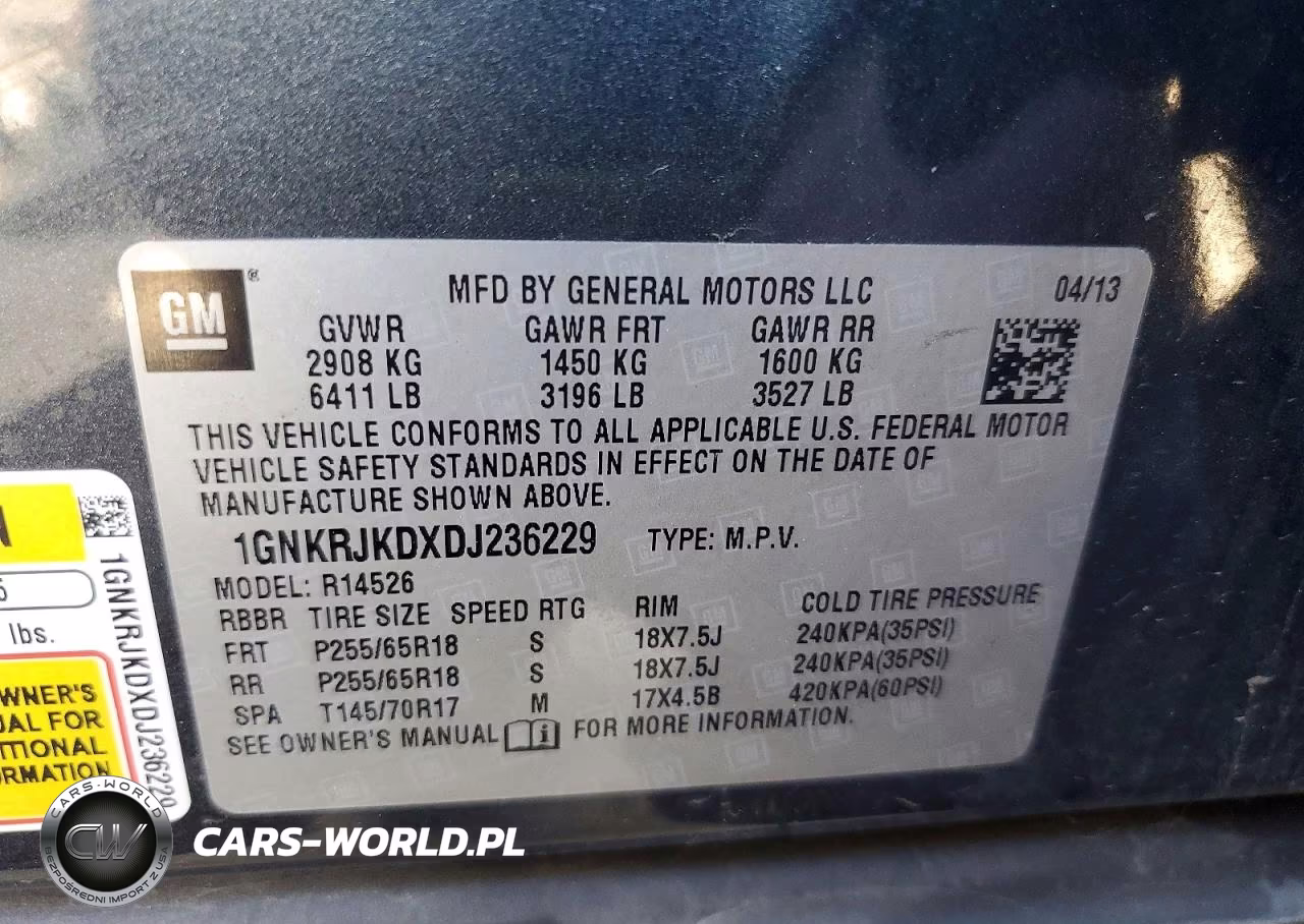 2013 Chevrolet Traverse Lt VIN:1GNKRJKDXDJ236229 - 13