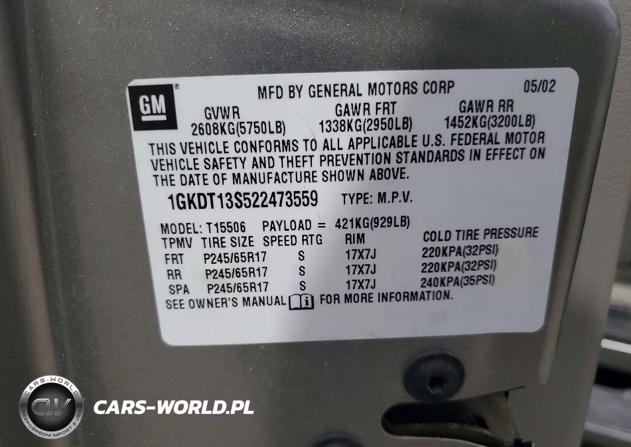 2002 GMC Envoy VIN:1GKDT13S522473559 - 14