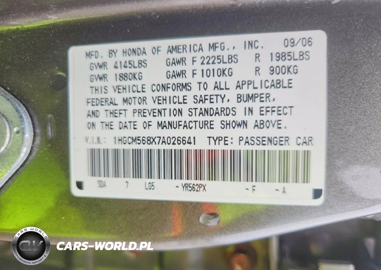 2007 Hond Accord VIN:1HGCM568X7A026641 - 12