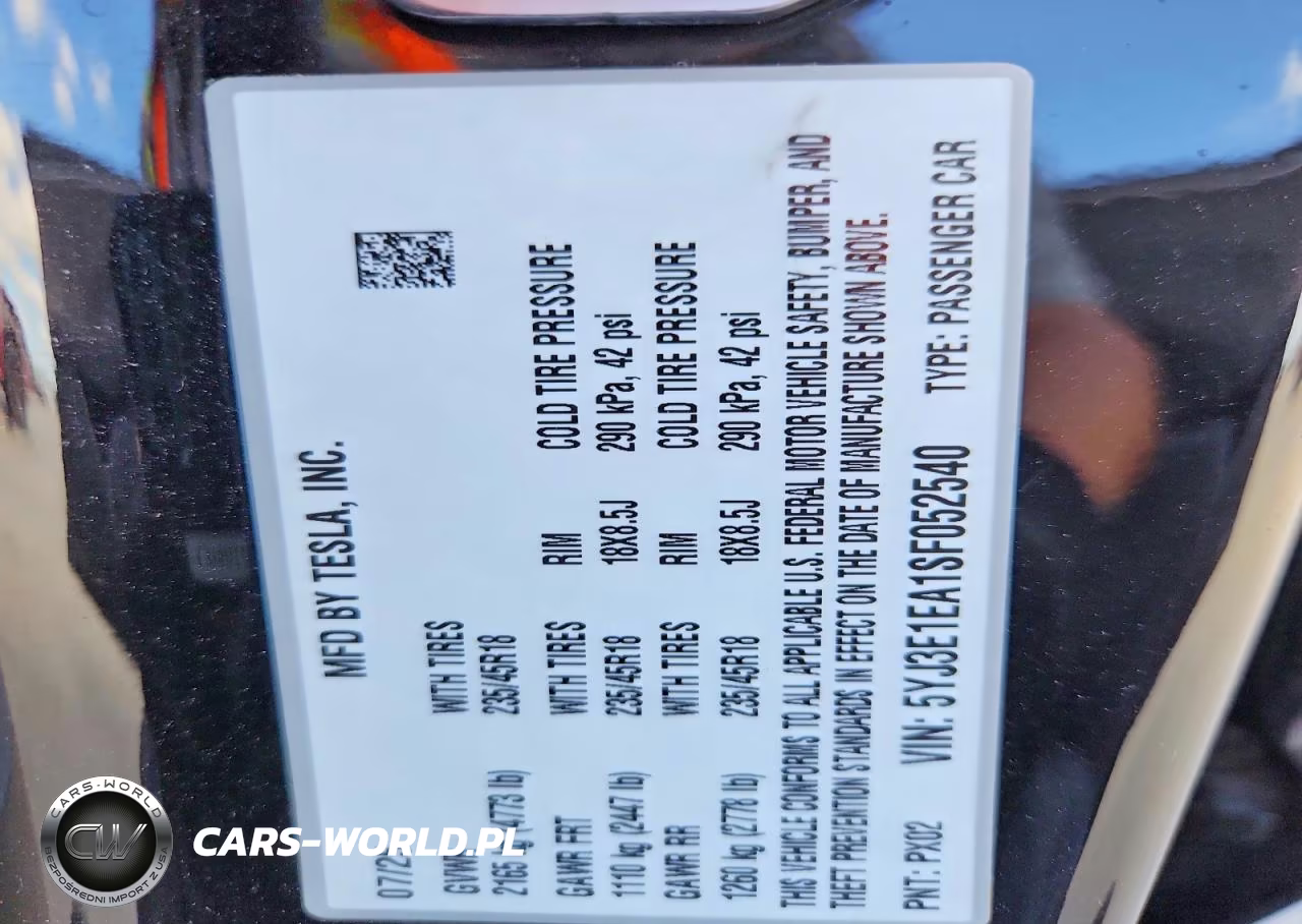 2025 Tesla Model 3 VIN:5YJ3E1EA1SF052540 - 12