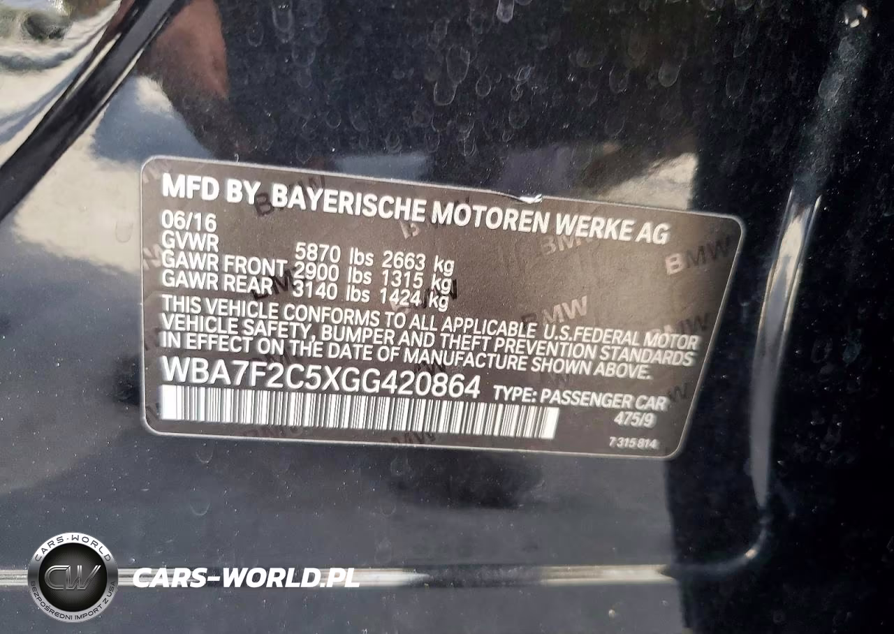 2016 BMW 750 Xi VIN:WBA7F2C5XGG420864 - 12
