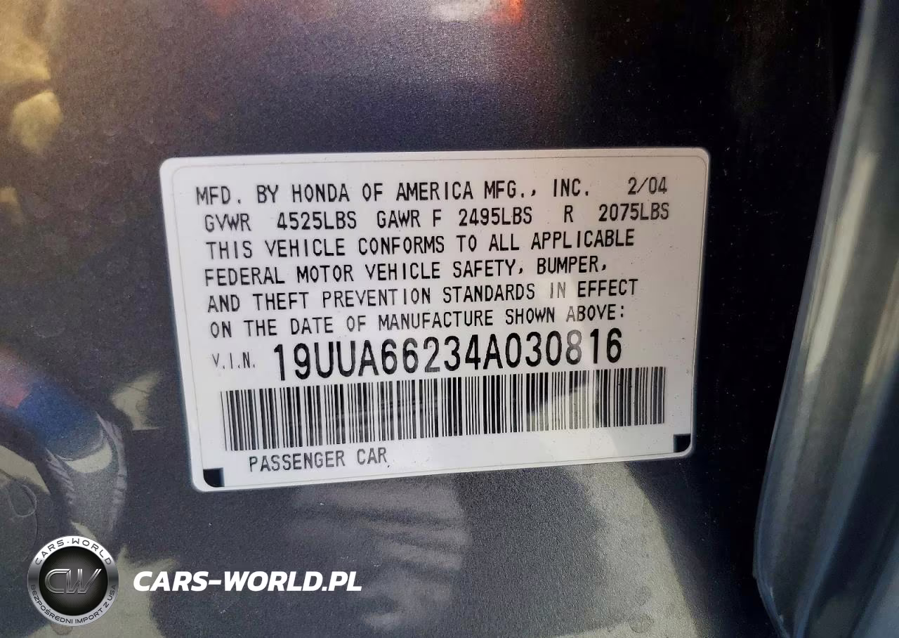 2004 Acura 2.5 Tl VIN:19UUA66234A030816 - 12