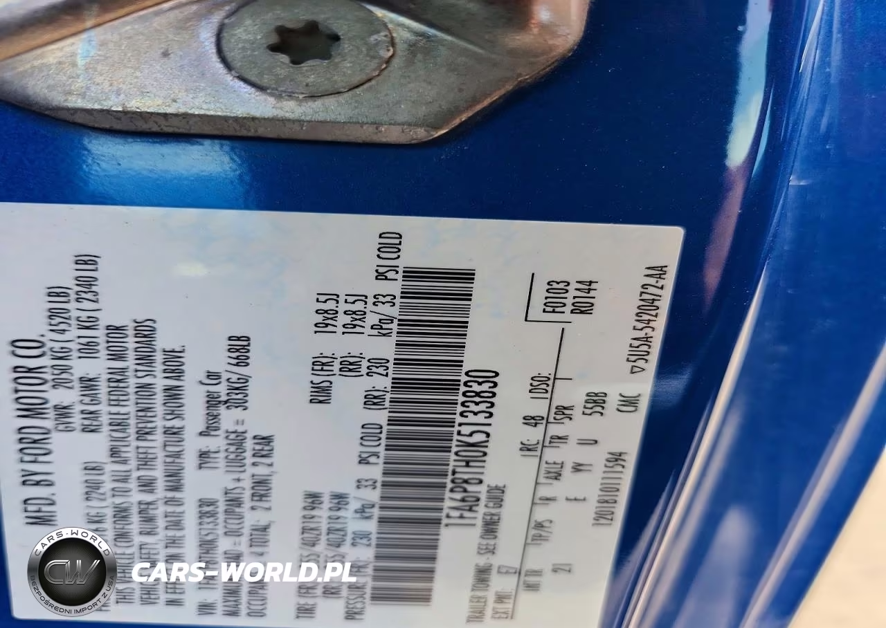 2019 Ford Mustang VIN:1FA6P8TH0K5133830 - 13