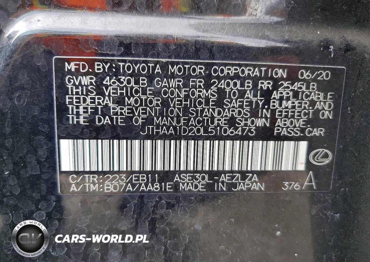 2020 Lexus Is 300 VIN:JTHAA1D20L5106473 - 12