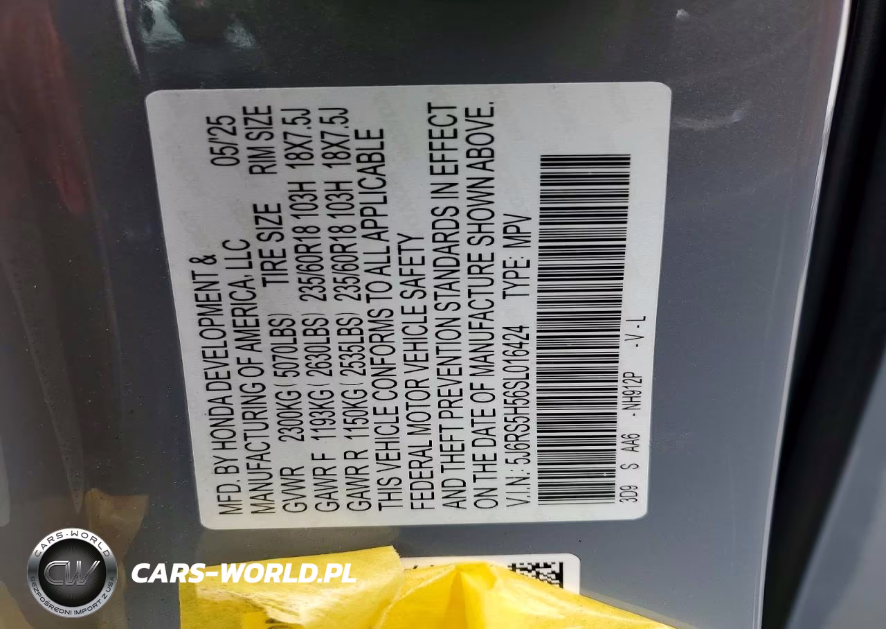 2025 Honda Cr-V Sport VIN:5J6RS5H56SL016424 - 12