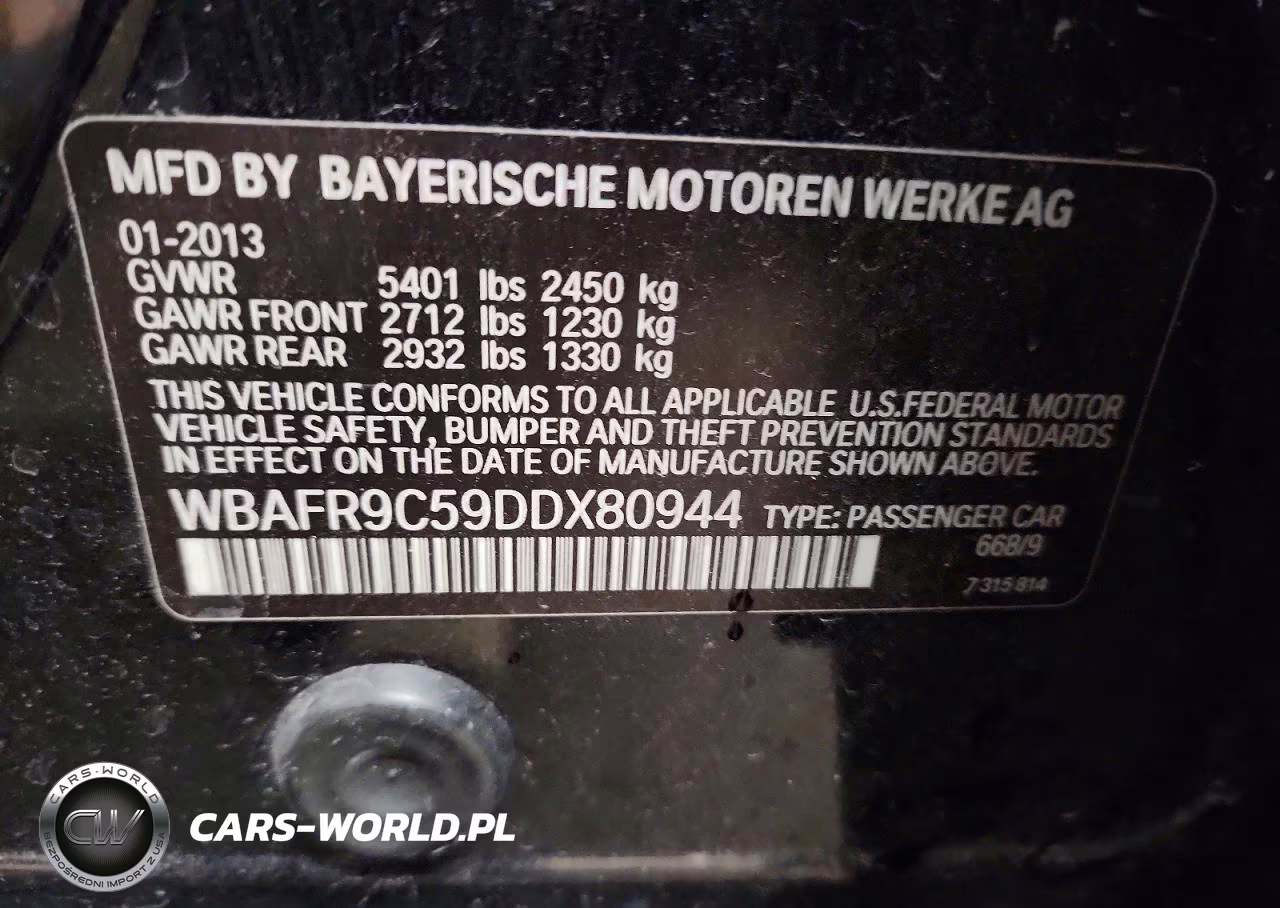 2013 BMW 550 I VIN:WBAFR9C59DDX80944 - 12