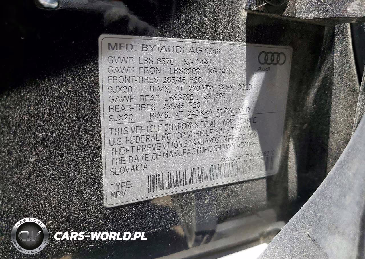 2017 Audi Q7 Premium Plus VIN:WA1LAAF78HD008270 - 12