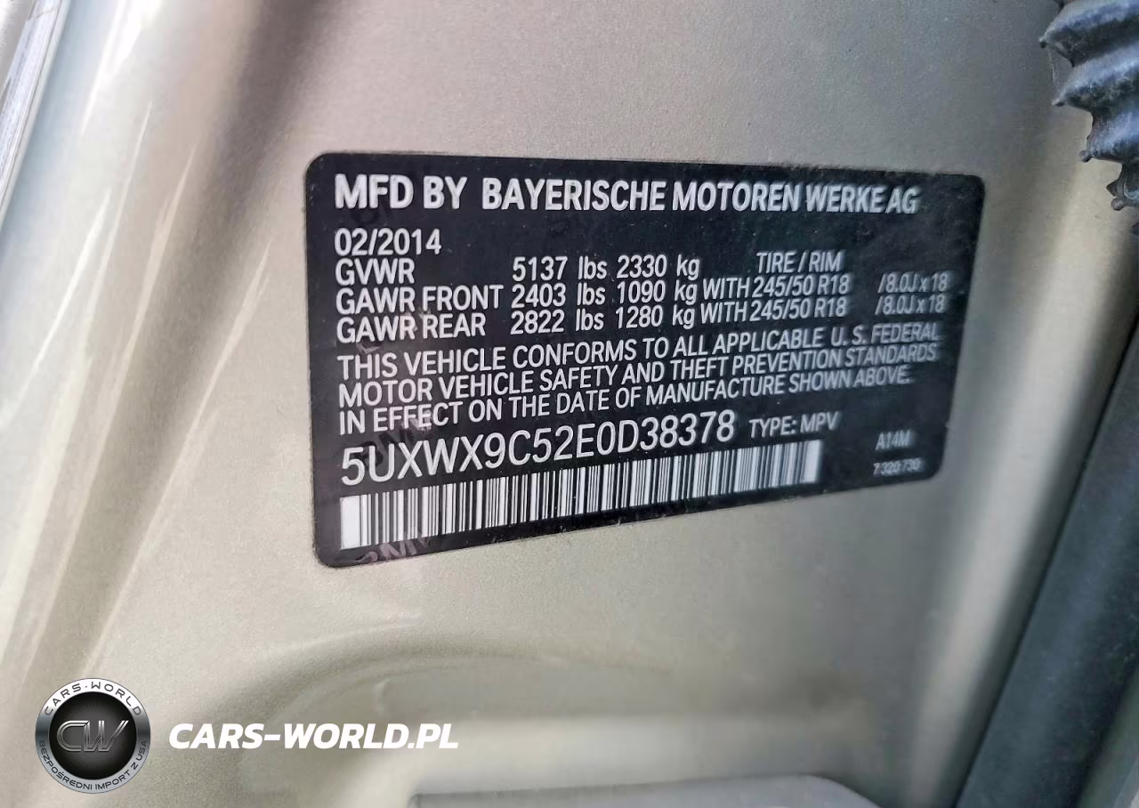 2014 BMW X3 xDrive28I VIN:5UXWX9C52E0D38378 - 12
