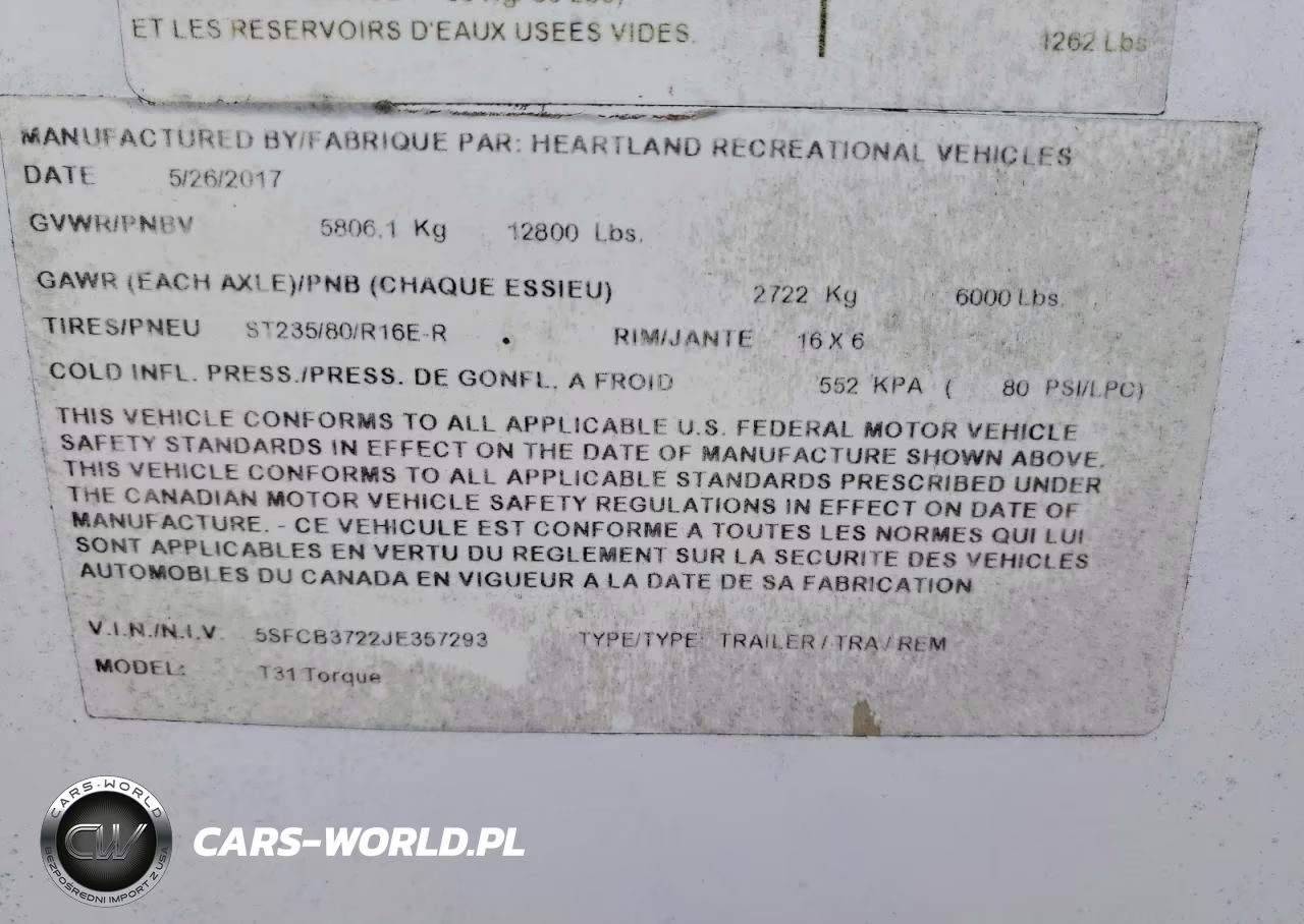2018 Heartland Torque Camper VIN:5SFCB3722JE357293 - 10