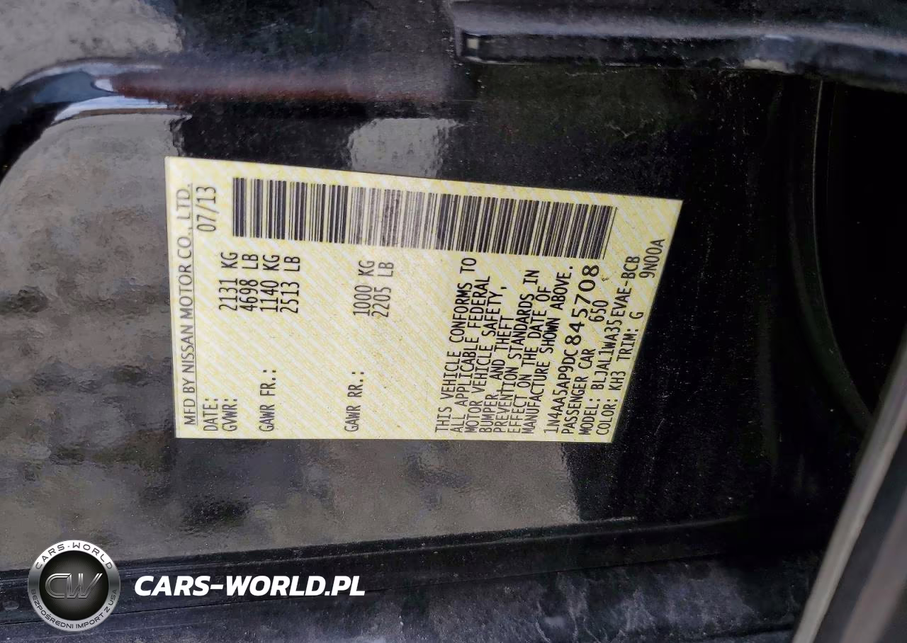 2013 Nissan Maxima 3.5 S VIN:1N4AA5AP9DC845708 - 12