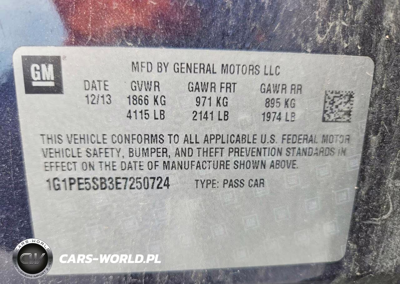 2014 Chevrolet Cruze Lt VIN:1G1PE5SB3E7250724 - 12