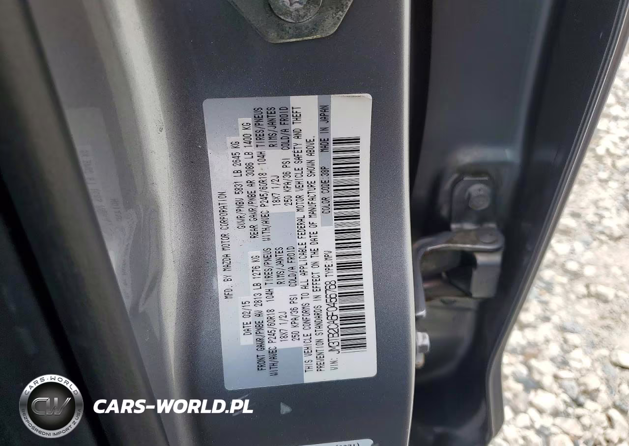 2015 Mazda Cx-9 Touring VIN:JM3TB2CA6F0456768 - 12