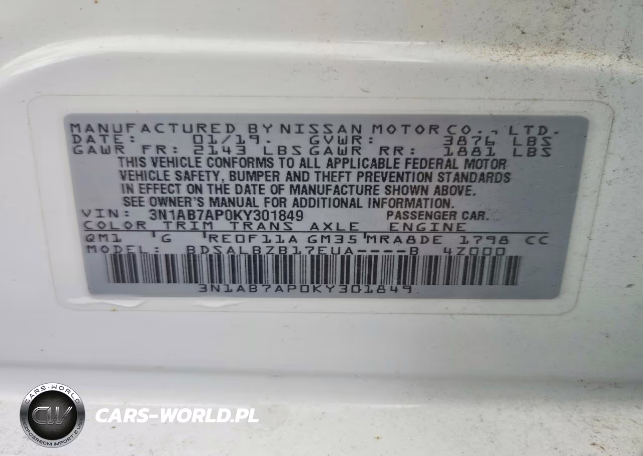 2019 Nissan Sentra S VIN:3N1AB7AP0KY301849 - 12