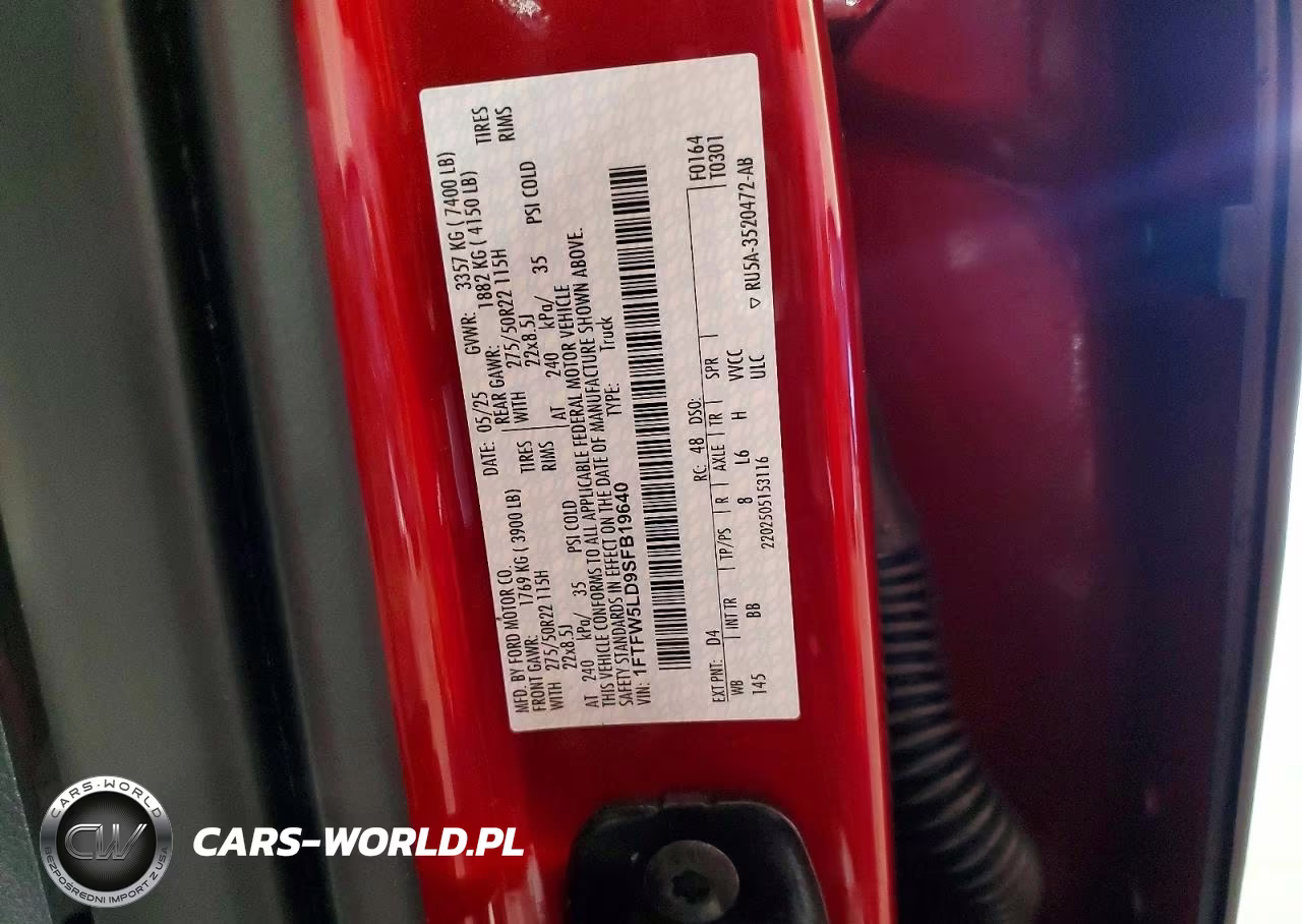 2025 Ford F150 Lariat VIN:1FTFW5LD9SFB19640 - 12