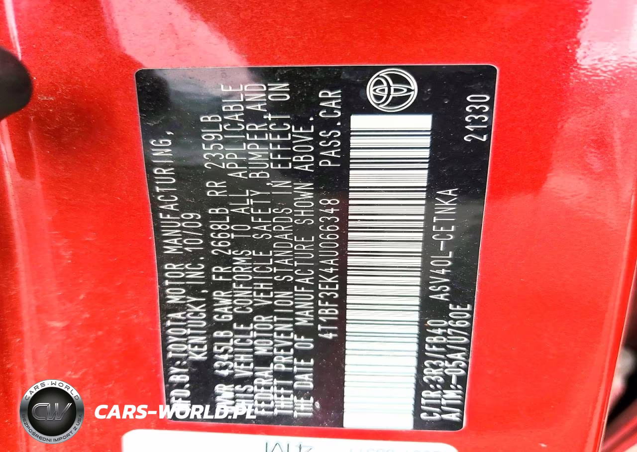 2010 Toyota Camry Le VIN:4T1BF3EK4AU066348 - 12