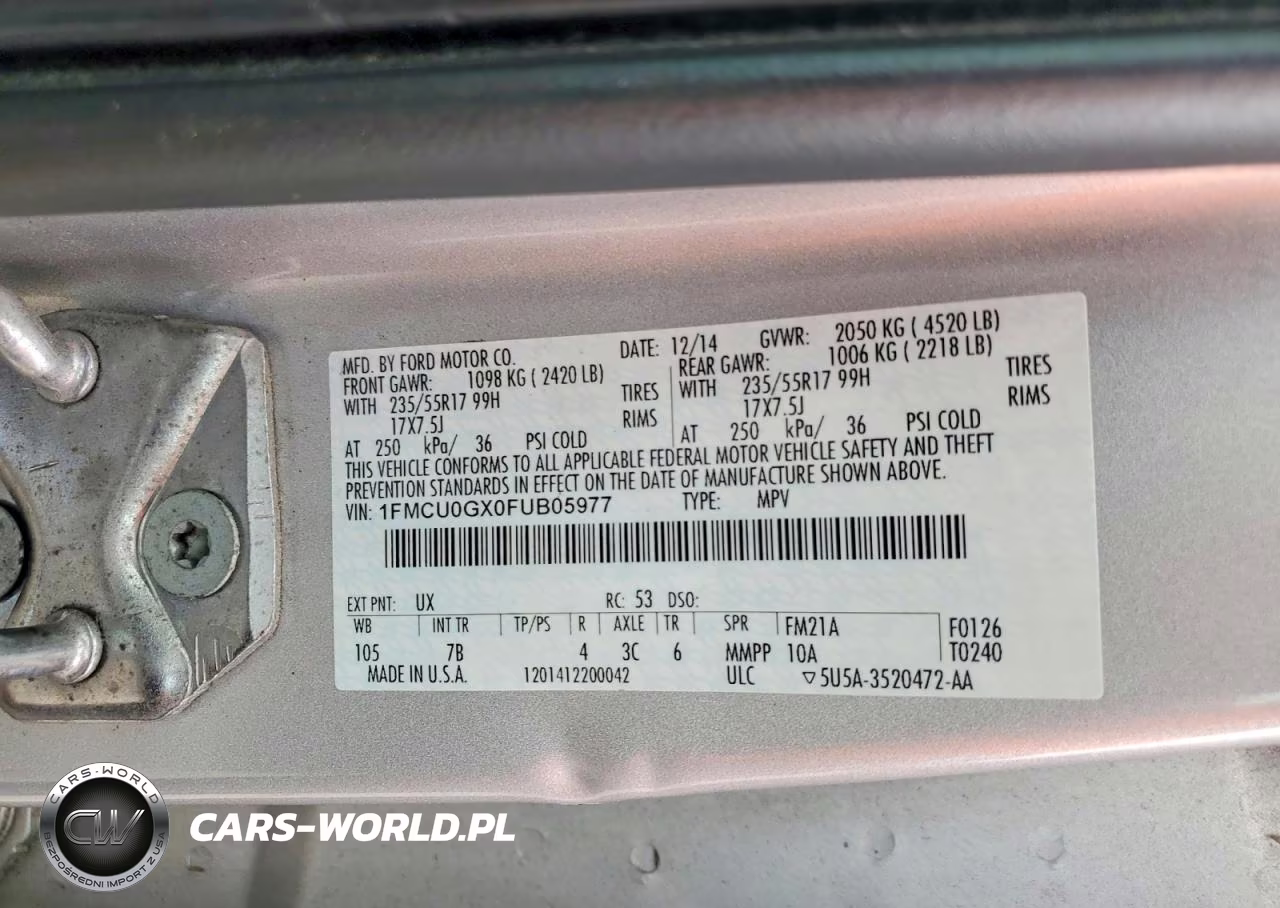 2015 Ford Escape Se VIN:1FMCU0GX0FUB05977 - 13