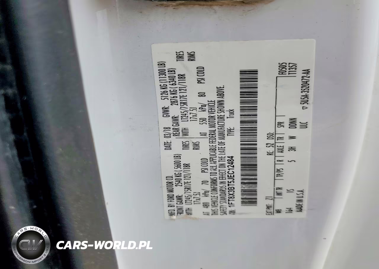 2018 Ford F350 Super Duty VIN:1FT8X3BT5JEC12484 - 12