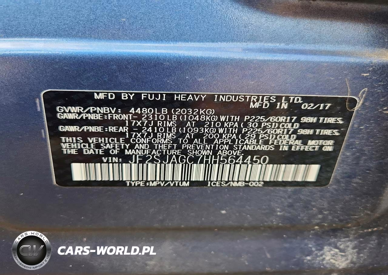 2017 Subaru Forester 2.5I Premium VIN:JF2SJAGC7HH564450 - 13