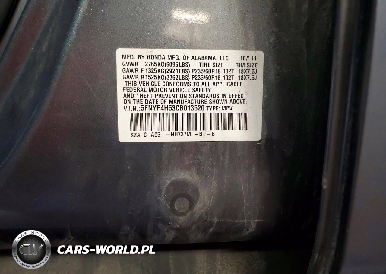 2012 Honda Pilot Exl VIN:5FNYF4H53CB013520 - 13