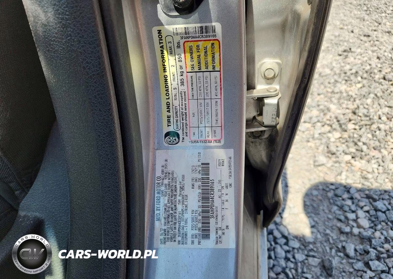 2012 Ford Fusion Se VIN:3FAHP0HA4CR389165 - 13