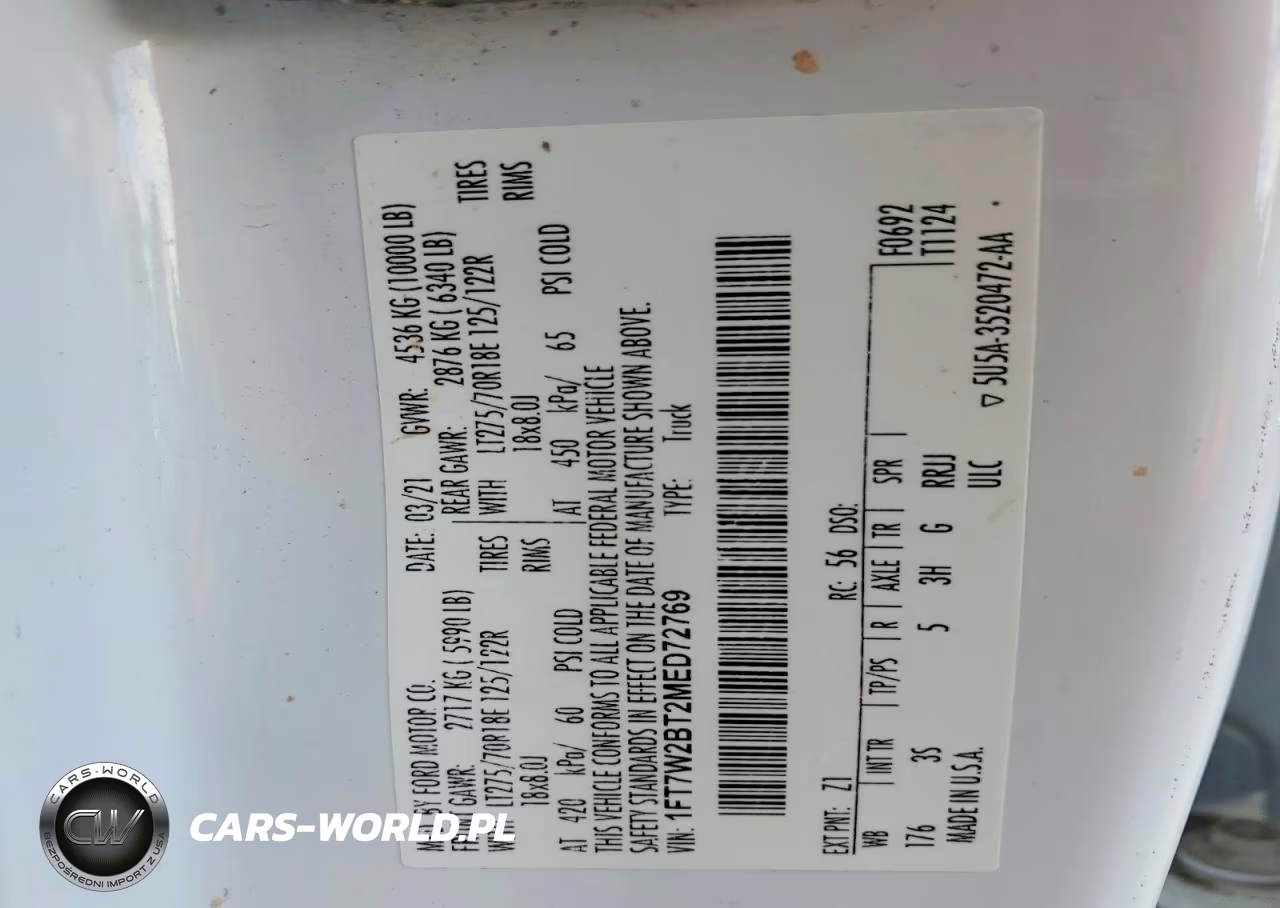 2021 Ford F250 Super Duty VIN:1FT7W2BT2MED72769 - 12