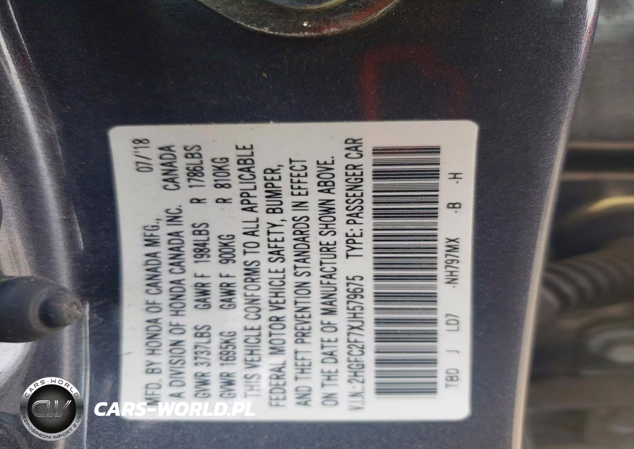 2018 Honda Civic Ex VIN:2HGFC2F7XJH579675 - 12