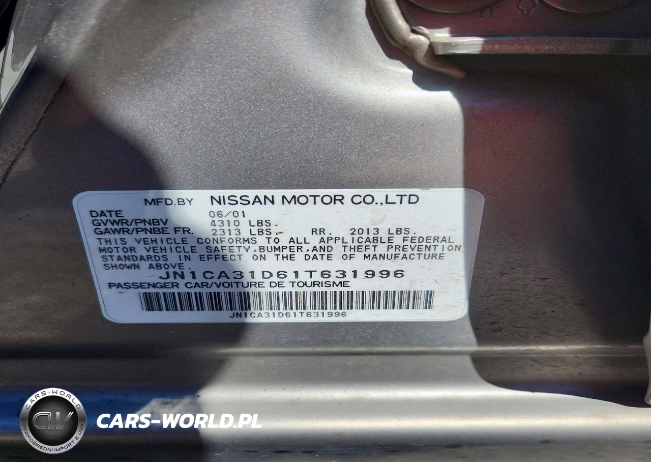 2001 Nissan Maxima Gxe VIN:JN1CA31D61T631996 - 12