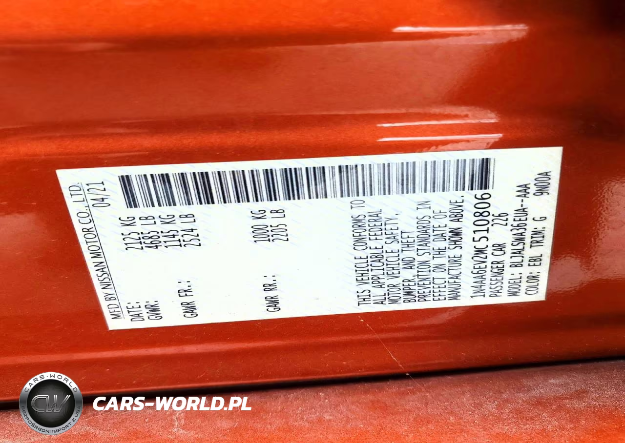 2021 Nissan Maxima Sr VIN:1N4AA6EV2MC510806 - 12
