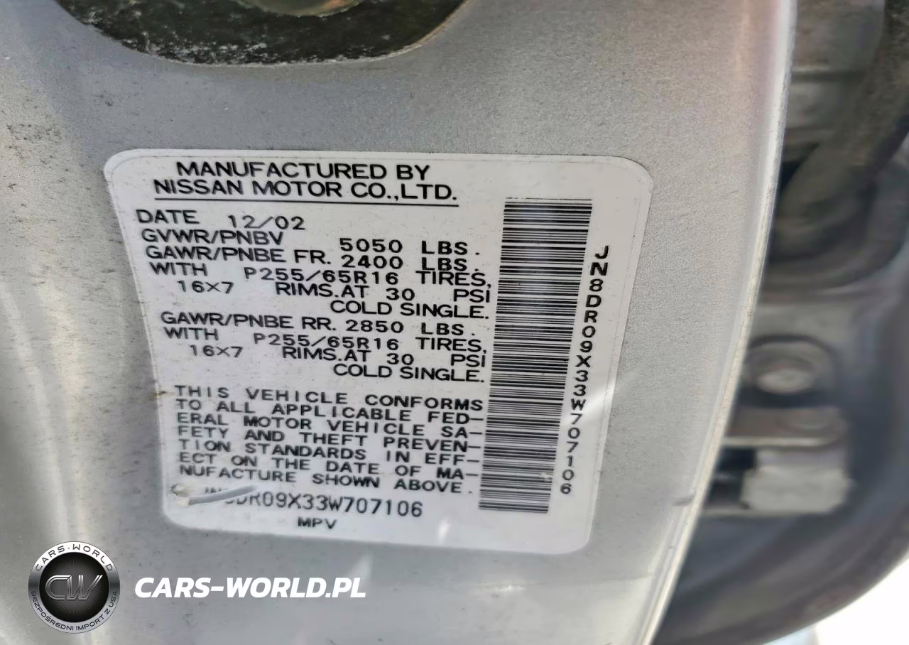 2003 Nissan Pathfinder Se VIN:JN8DR09X33W707106 - 13
