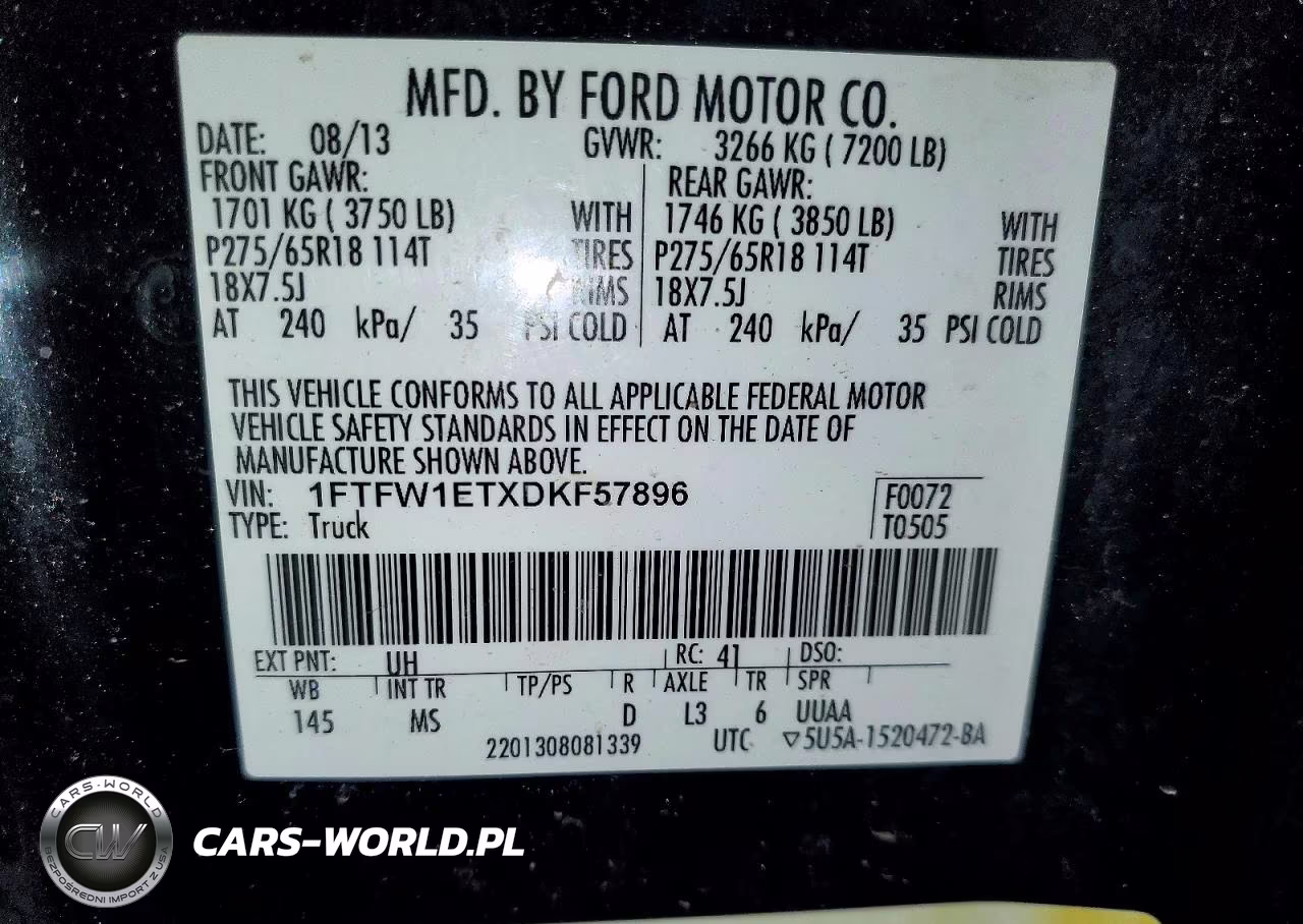 2013 Ford F150 Supercrew VIN:1FTFW1ETXDKF57896 - 12