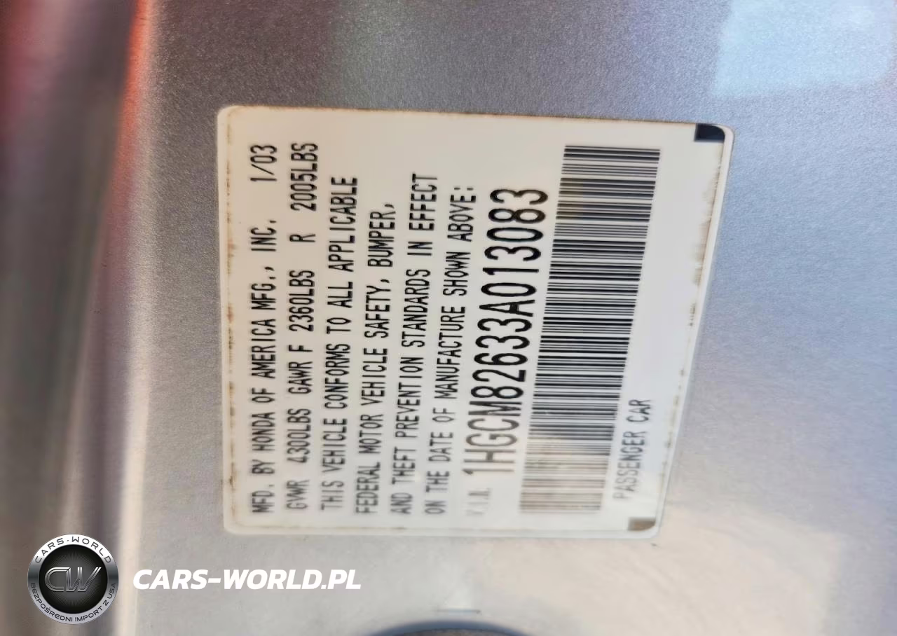 2003 Honda Accord Ex VIN:1HGCM82633A013083 - 12