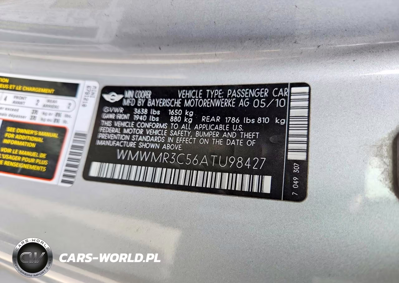 2010 Mini Cooper VIN:WMWMR3C56ATU98427 - 12