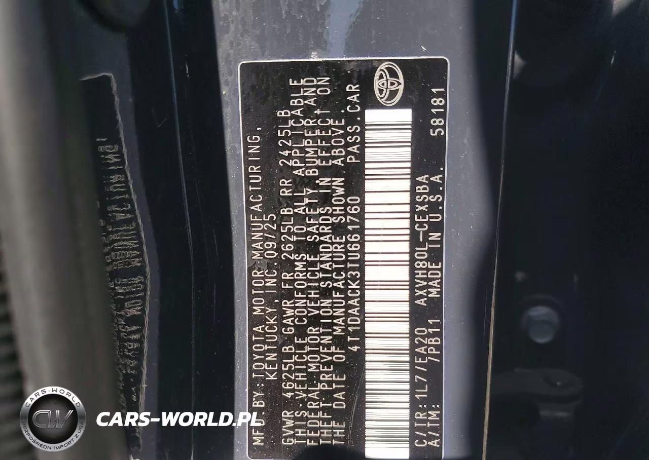 2026 Toyota Camry Se VIN:4T1DAACK3TU661760 - 12