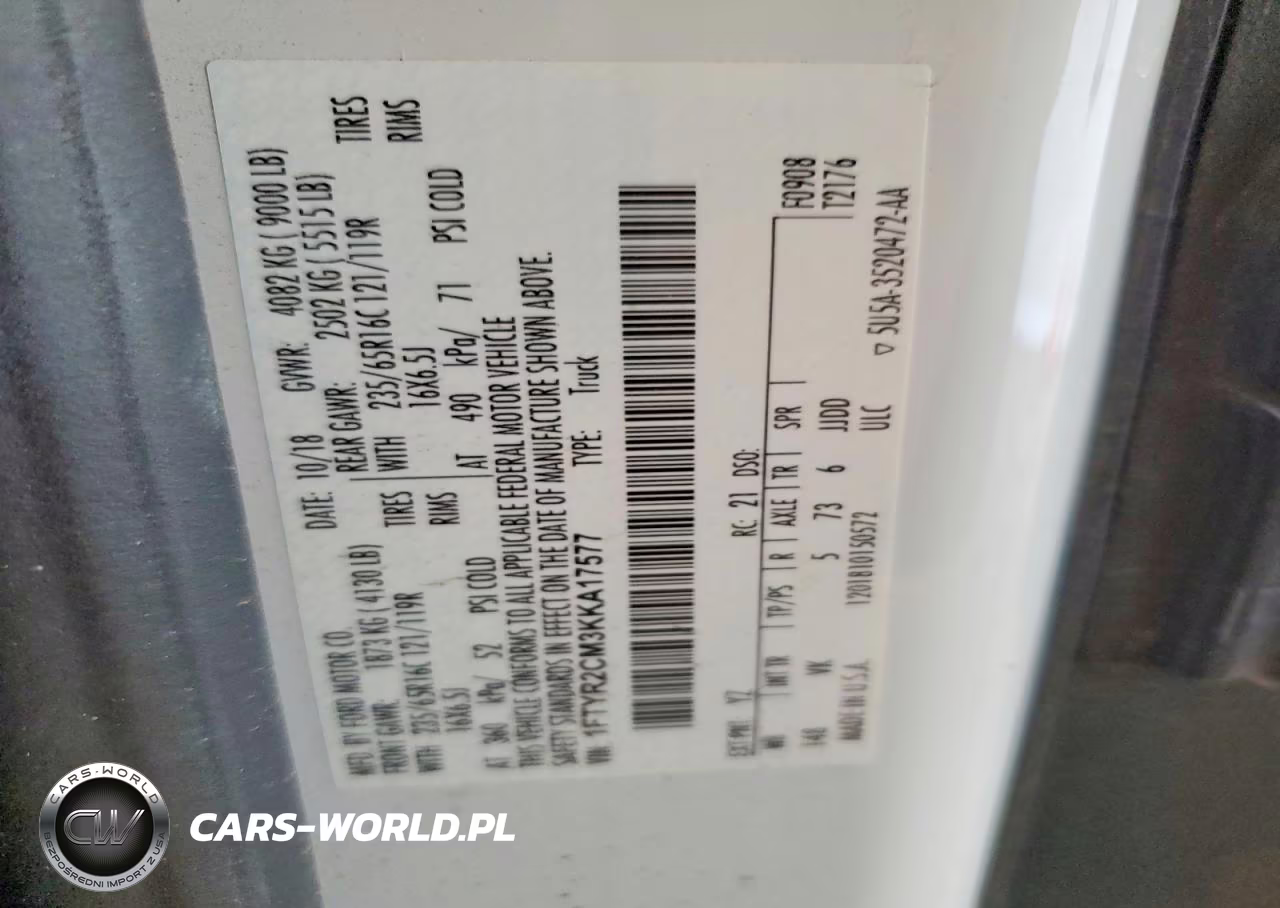 2019 Ford Transit 250 Delivery Van VIN:1FTYR2CM3KKA17577 - 13