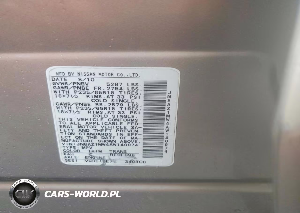 2010 Nissan Murano S VIN:JN8AZ1MW4AW140974 - 13