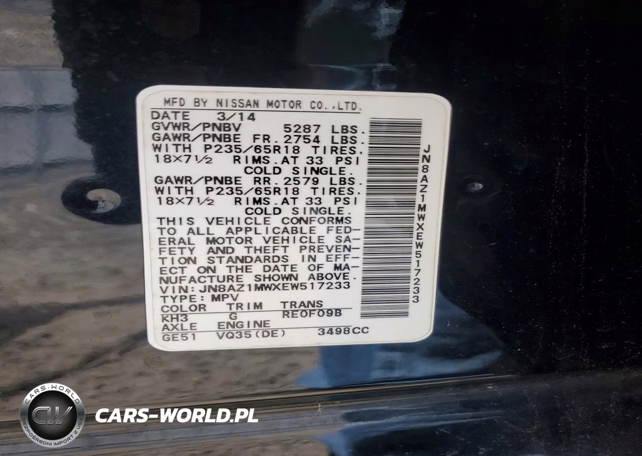 2014 Nissan Murano Sl VIN:JN8AZ1MWXEW517233 - 13