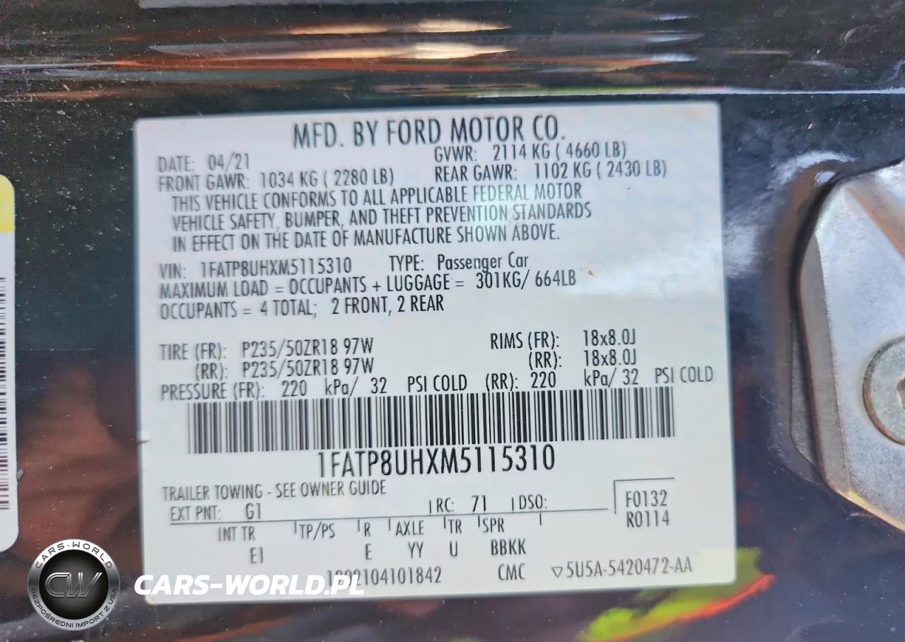 2021 Ford Mustang VIN:1FATP8UHXM5115310 - 12