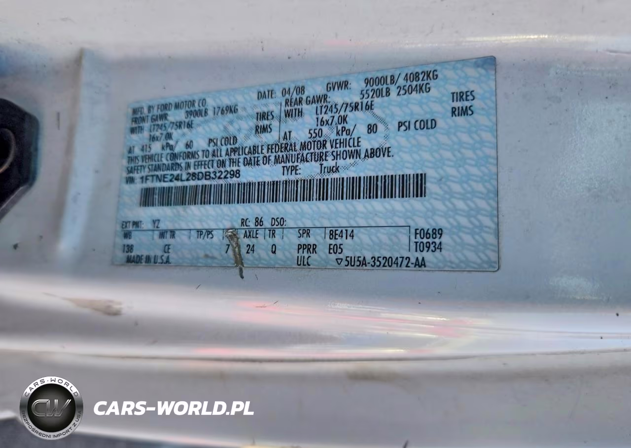 2008 Ford Econoline E250 Van VIN:1FTNE24L28DB32298 - 13