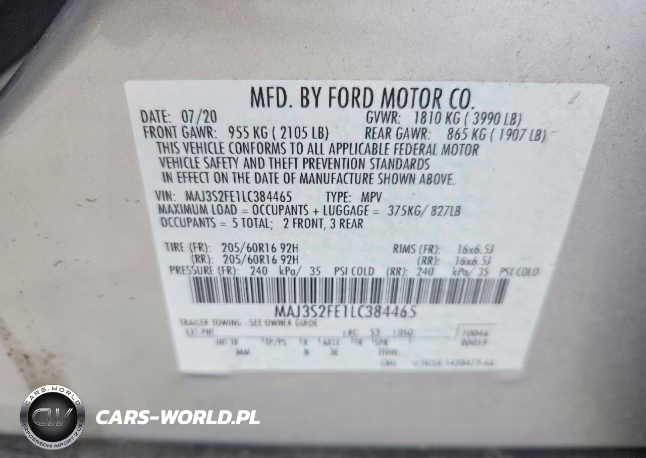 2020 Ford Ecosport S VIN:MAJ3S2FE1LC384465 - 13