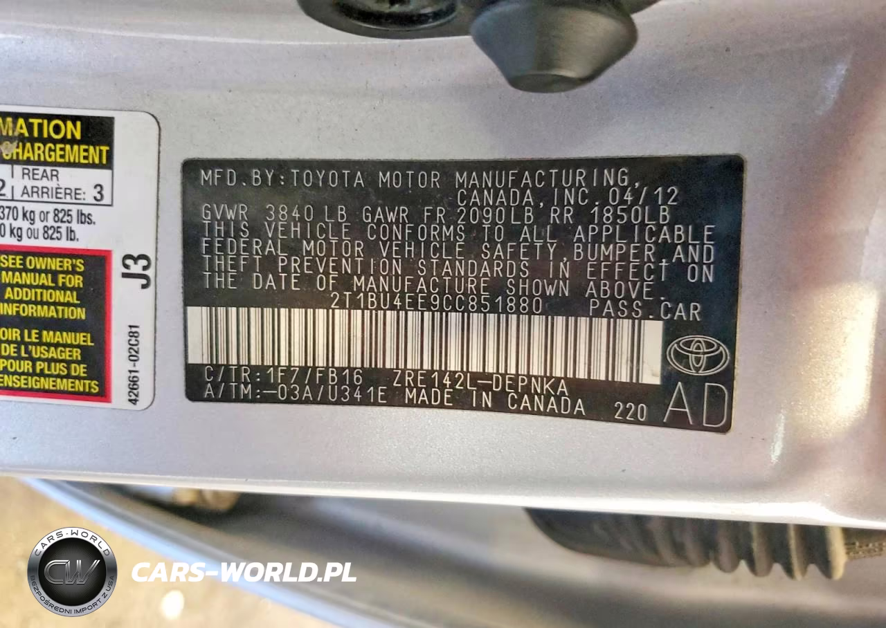 2012 Toyota Corolla Le VIN:2T1BU4EE9CC851880 - 12