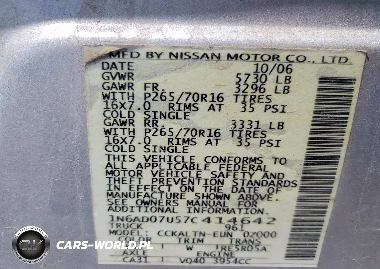 2007 Nissan Frontier Se VIN:1N6AD07U57C414642 - 12