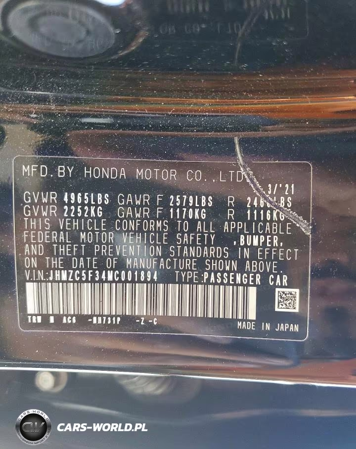 2021 Honda Clarity Touring VIN:JHMZC5F34MC001894 - 12