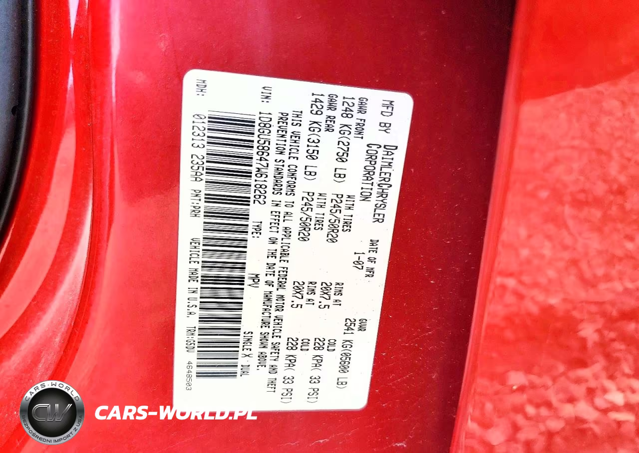 2007 Dodge Nitro R VIN:1D8GU58647W618262 - 13
