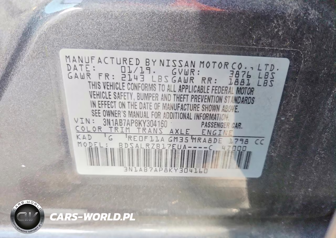 2019 Nissan Sentra Sr VIN:3N1AB7AP8KY304160 - 12