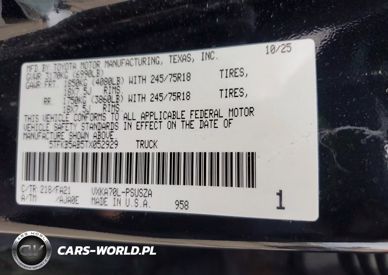 2026 Toyota Tundra Sr VIN:5TFKB5AB5TX052929 - 12