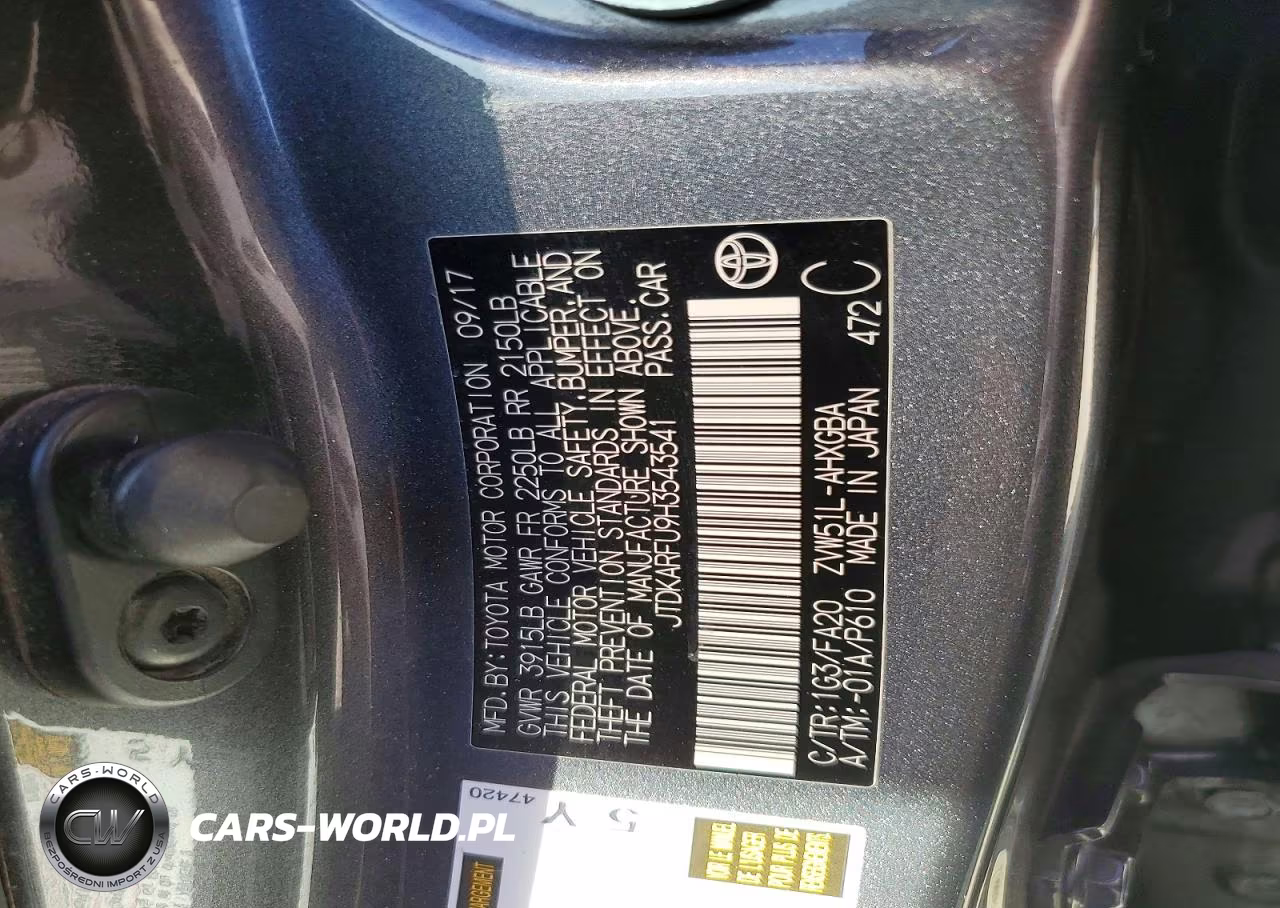 2017 Toyota Prius Three VIN:JTDKARFU9H3543541 - 12